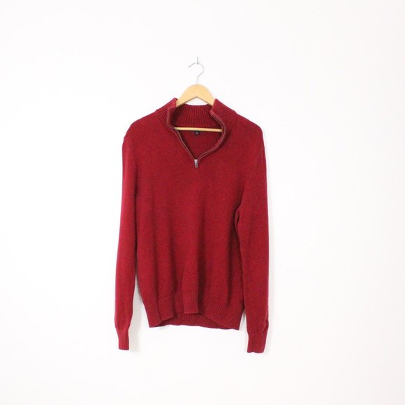 *Gap 3/4 Zip Red Collard Sweater - Picture 1 of 4